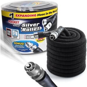 Pocket Hose Silver Bullet 75 ft Turbo Shot Nozzle Multiple Spray Patterns Expand